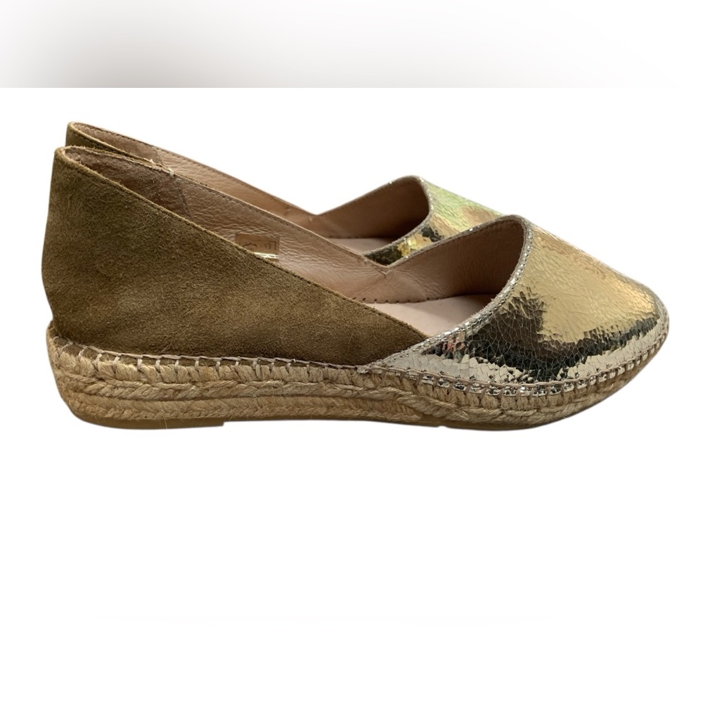 Gaimo Espadrilles Handmade in Spain  Gold and Suede with Textured Finish - Picture 4 of 13